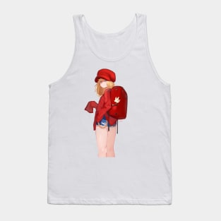 Red Backpack Girl Tank Top